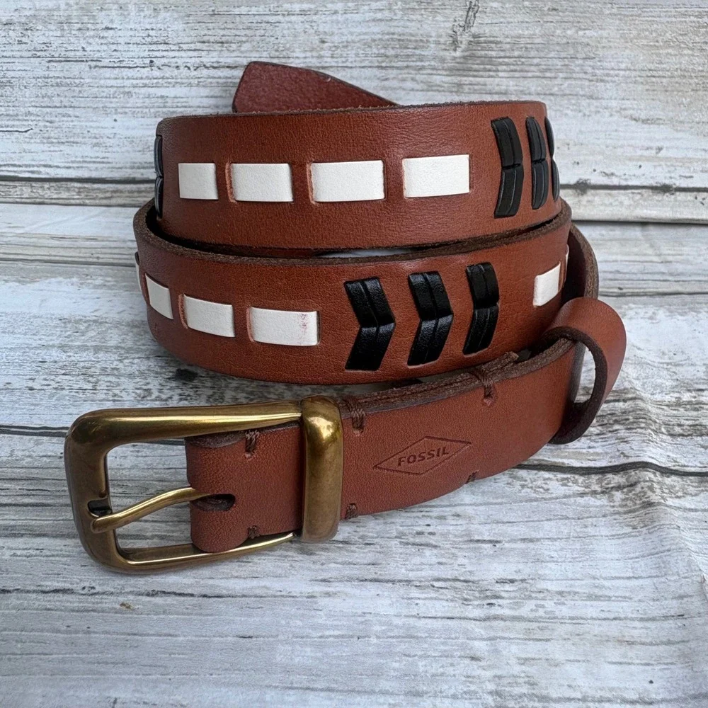 Fossil Leather Belt Size L 36.5